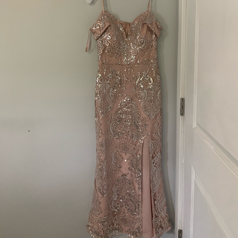 David’s Bridal Fitted Pink Prom Dress